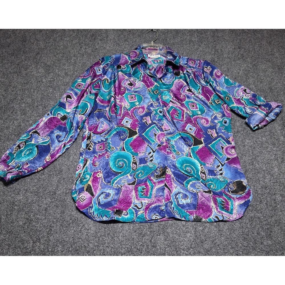 Vintage All Hours Paris/Milan Long Sleeve Vibrant Button Down‎ Sz SML USA Made!